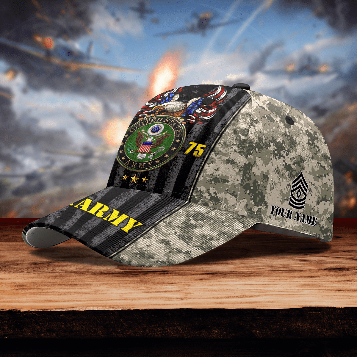 US Army eagle Camo American - US Army Personalize Cap , Gifts for veterans