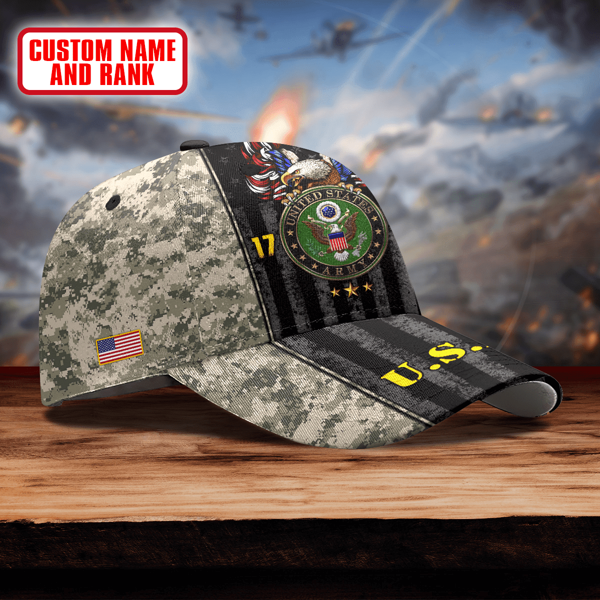 US Army eagle Camo American - US Army Personalize Cap , Gifts for veterans