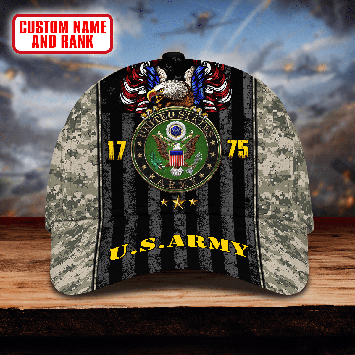 US Army eagle Camo American - US Army Personalize Cap , Gifts for veterans