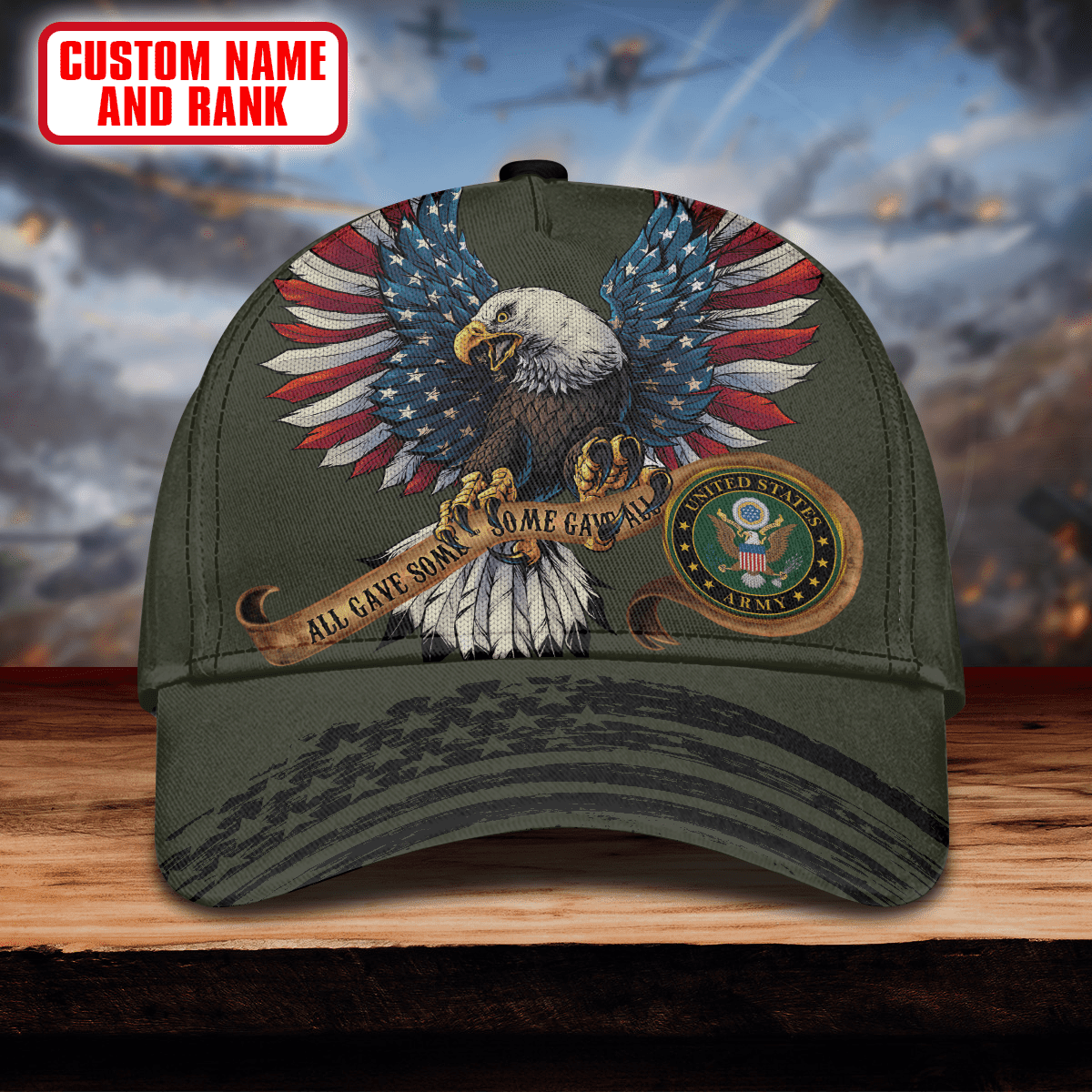 American Eagle Flag God Bless Army Veteran - US Army Personalize Cap , Gifts for veterans