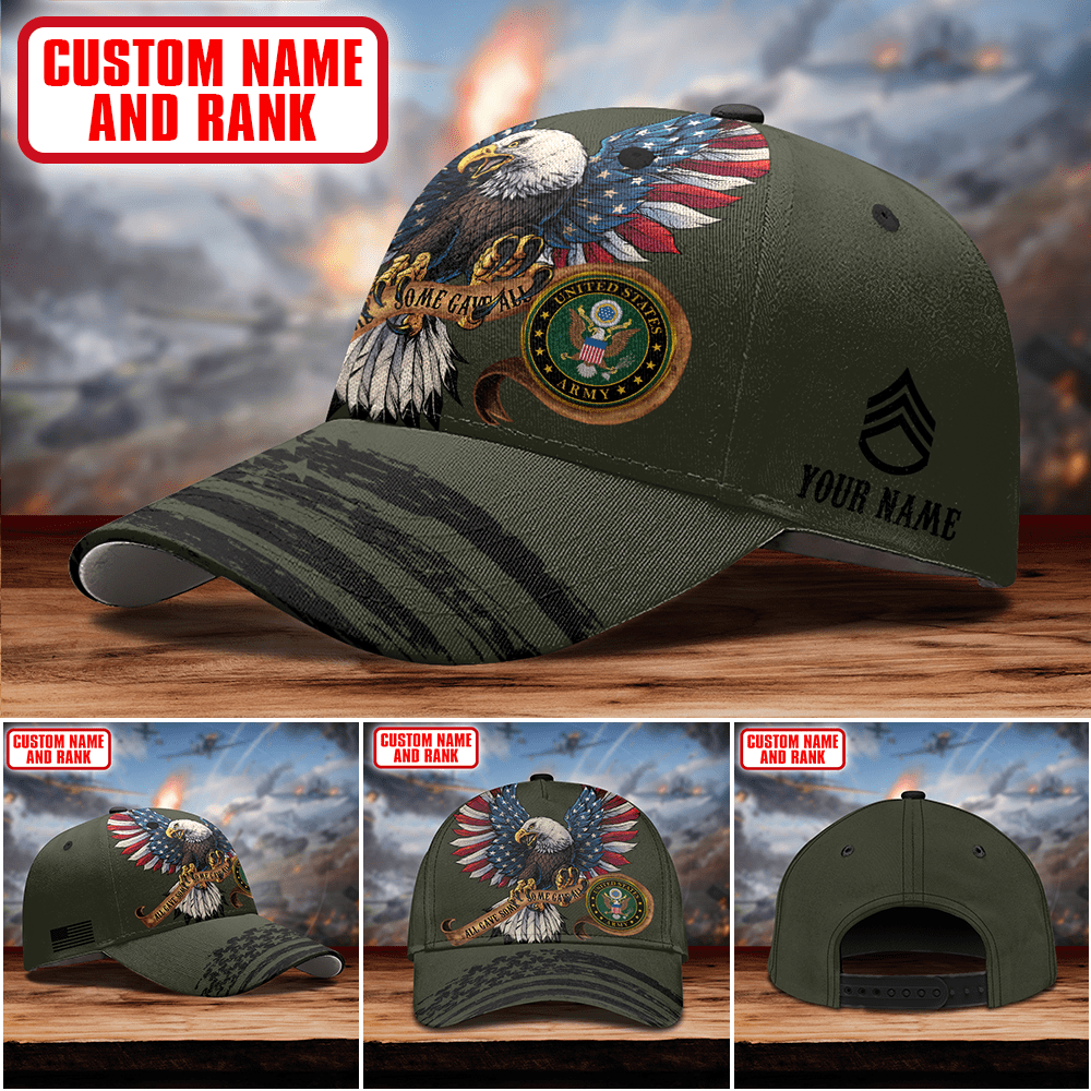 American Eagle Flag God Bless Army Veteran - US Army Personalize Cap , Gifts for veterans