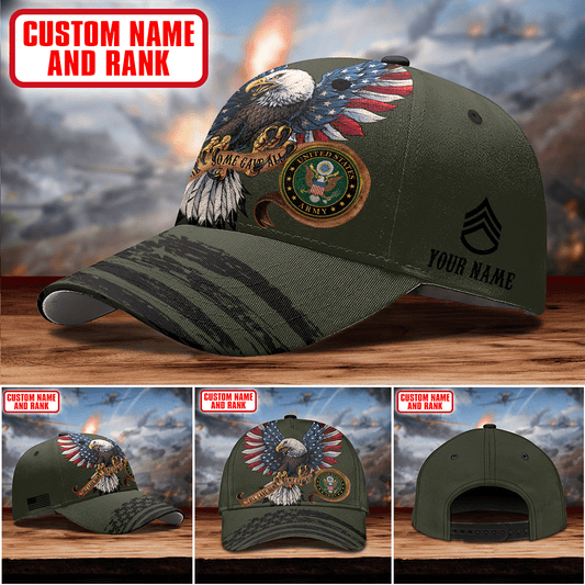 American Eagle Flag God Bless Army Veteran - US Army Personalize Cap , Gifts for veterans