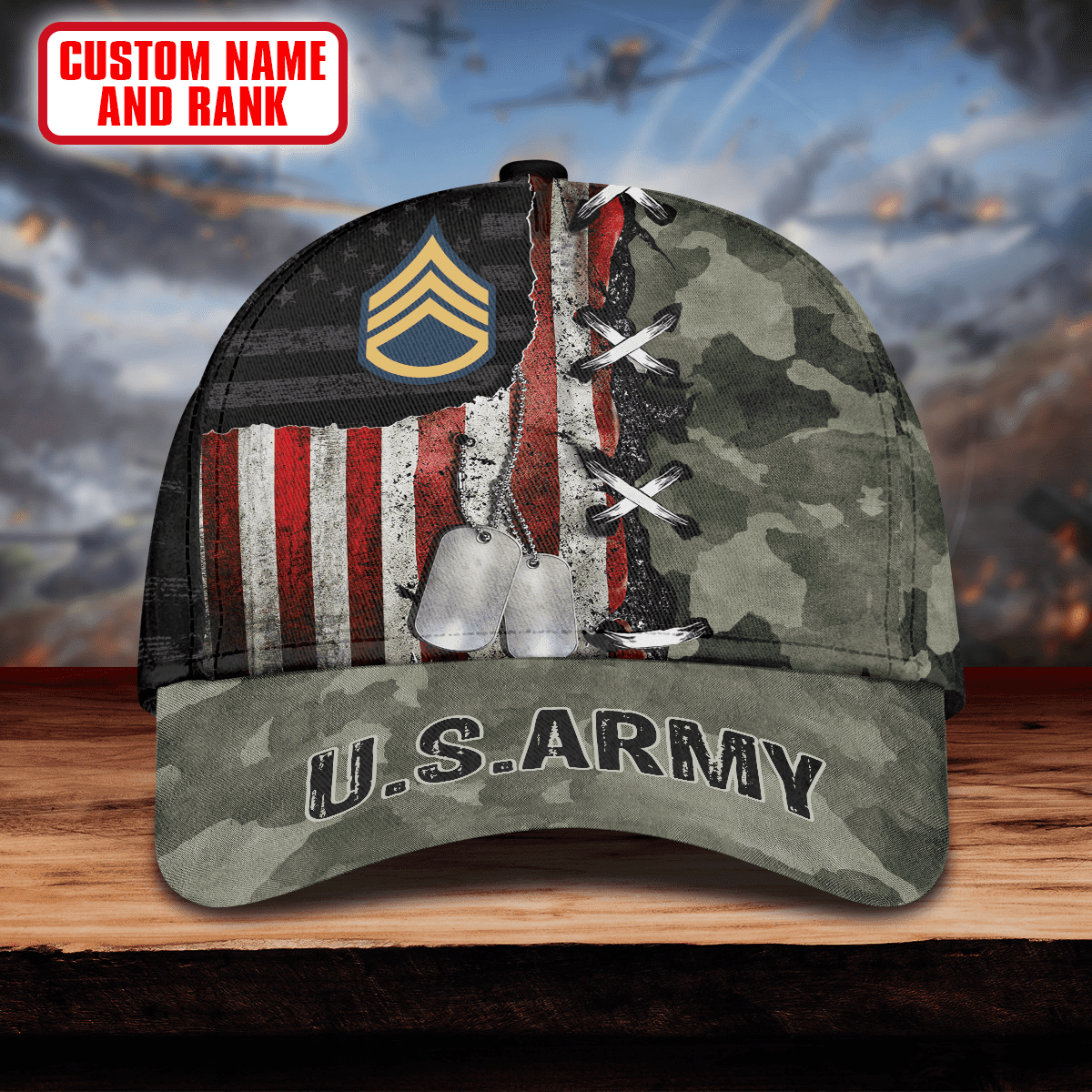 Veteran Army Camo Flag US Army - US Army Personalize Cap , Gifts for veterans