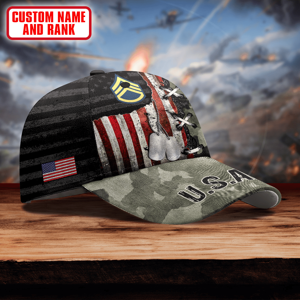Veteran Army Camo Flag US Army - US Army Personalize Cap , Gifts for veterans