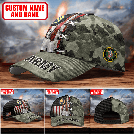 Veteran Army Camo Flag US Army - US Army Personalize Cap , Gifts for veterans