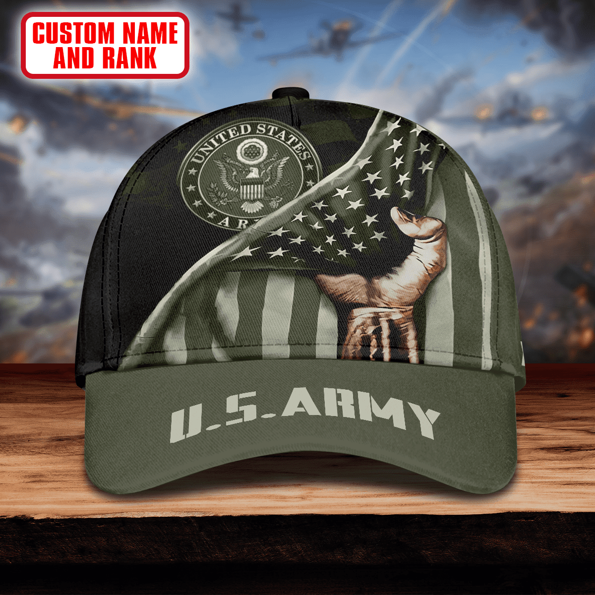 EAGLE WITH AMERICAN FLAG FLIES IN FREEDOM - US Army Personalize Cap , Gifts for veterans