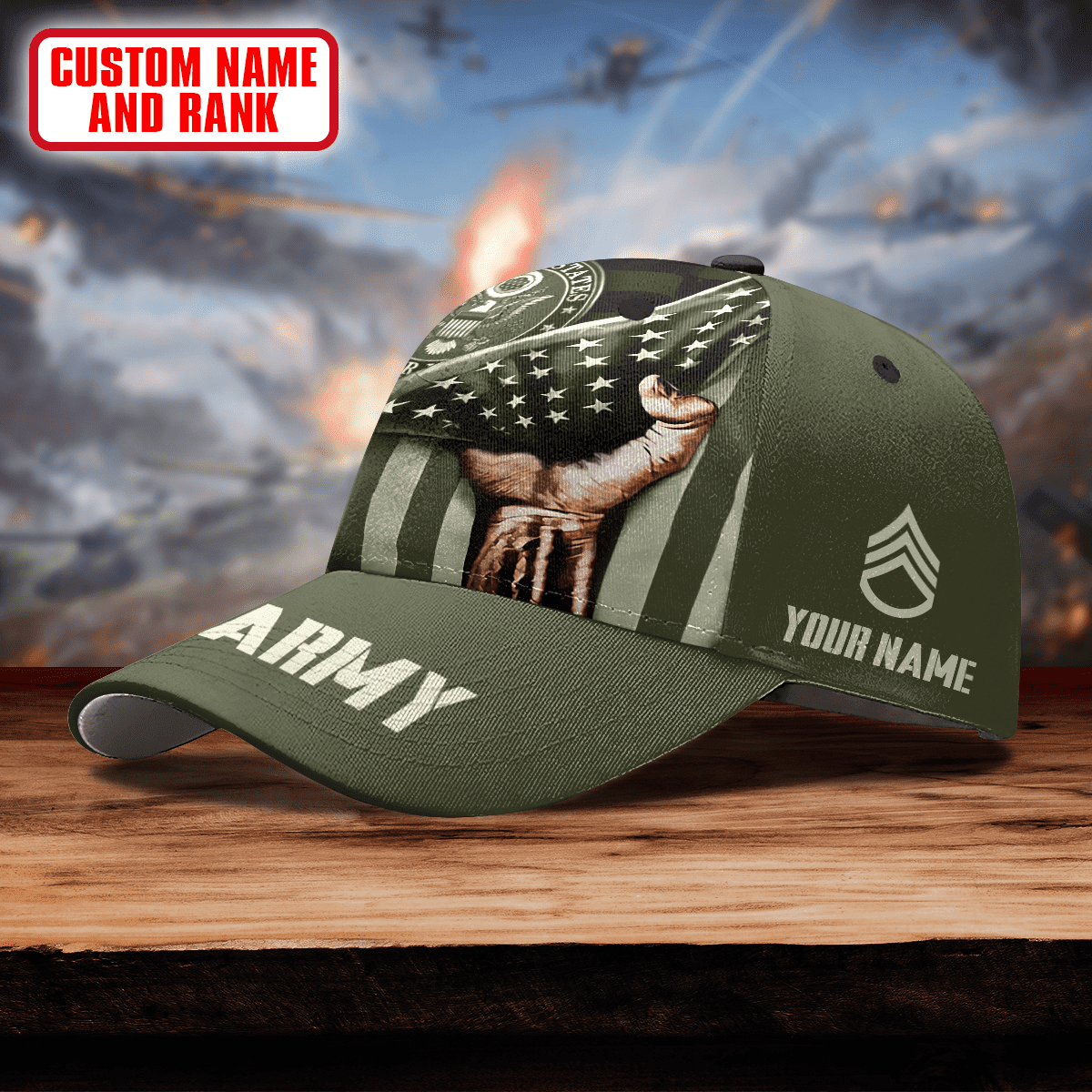 EAGLE WITH AMERICAN FLAG FLIES IN FREEDOM - US Army Personalize Cap , Gifts for veterans