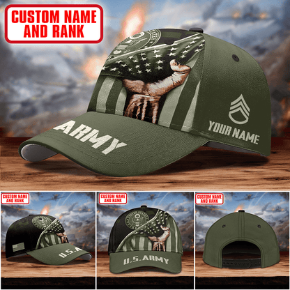 EAGLE WITH AMERICAN FLAG FLIES IN FREEDOM - US Army Personalize Cap , Gifts for veterans
