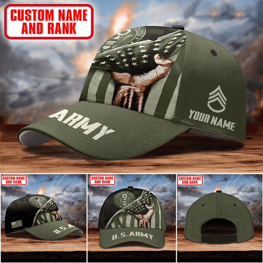 EAGLE WITH AMERICAN FLAG FLIES IN FREEDOM - US Army Personalize Cap , Gifts for veterans