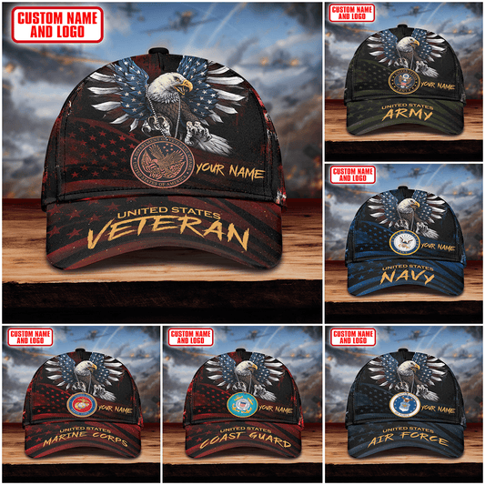 Land Of The Free Because Of The Brave Classic 3D Cap , Gifts for veterans