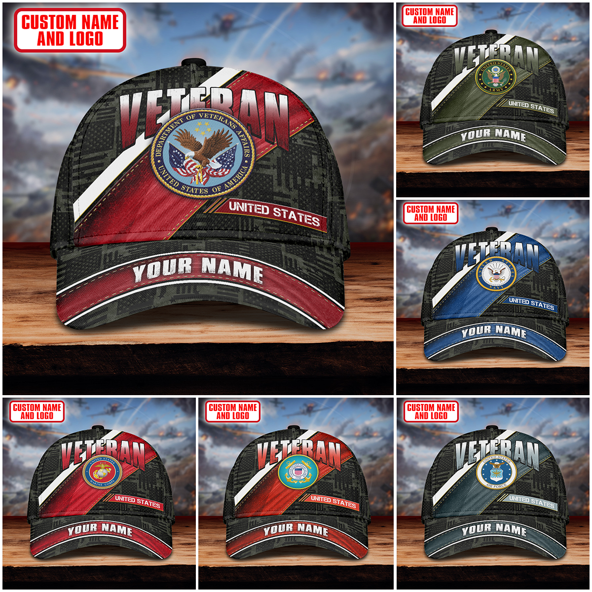 Premium U.S Veteran 3D Cap Flag USA Printed , Gifts for veterans