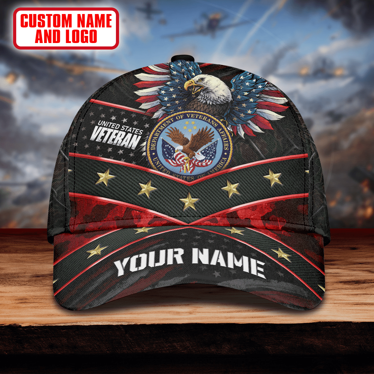 Premium Eagle Flag 3D US Veteran Cap , Gifts for veterans