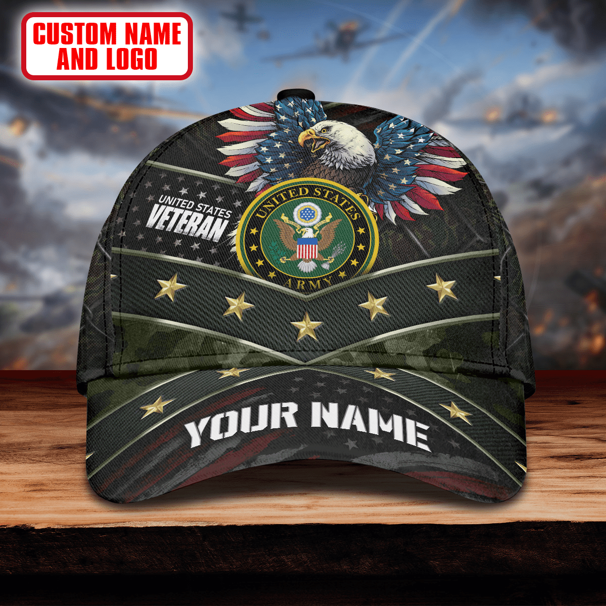 Premium Eagle Flag 3D US Veteran Cap , Gifts for veterans