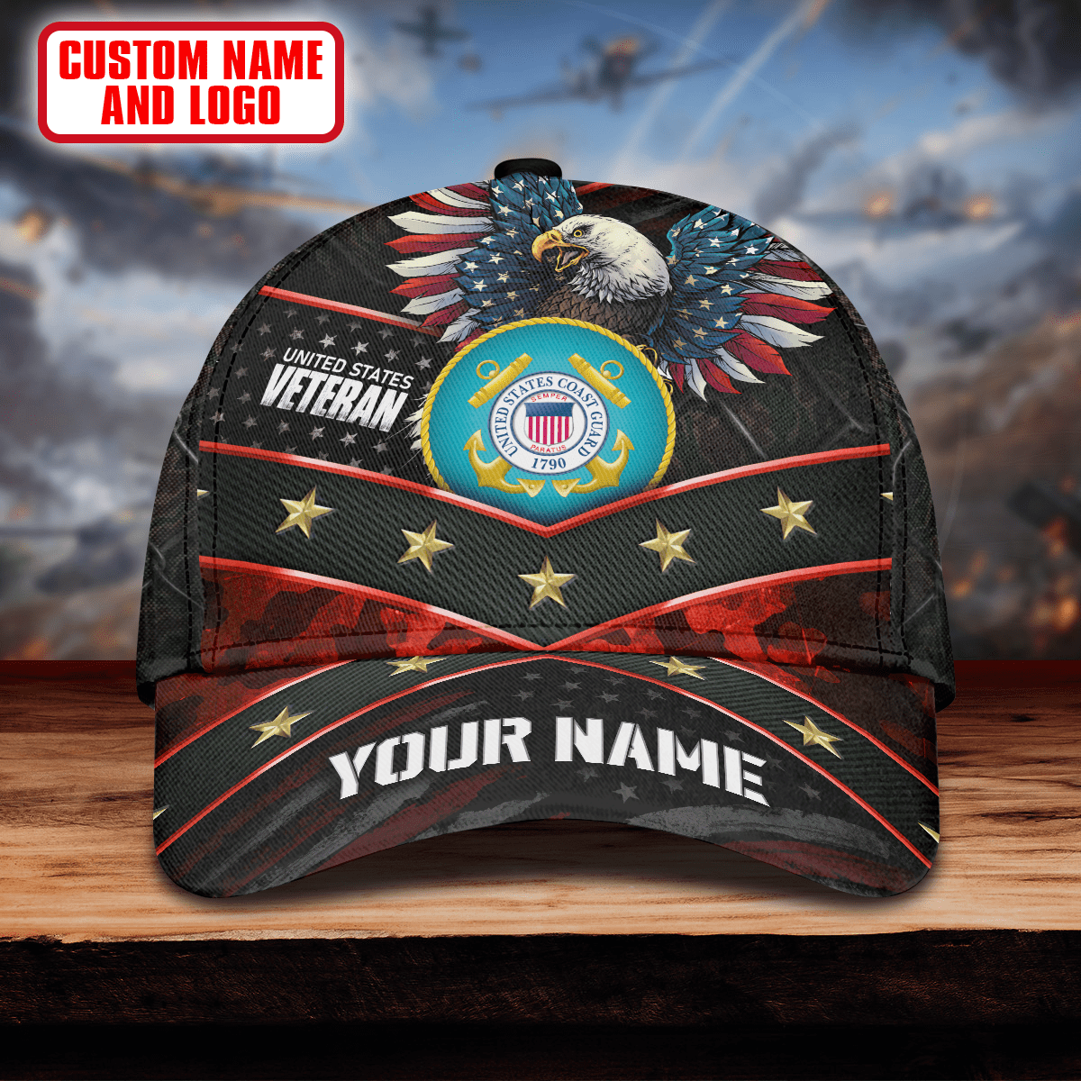 Premium Eagle Flag 3D US Veteran Cap , Gifts for veterans