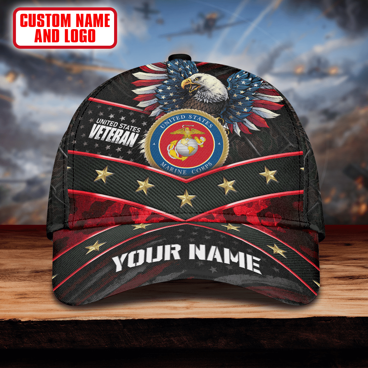 Premium Eagle Flag 3D US Veteran Cap , Gifts for veterans