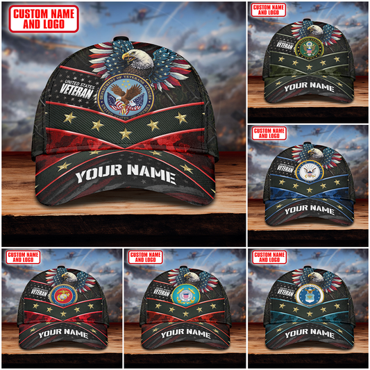 Premium Eagle Flag 3D US Veteran Cap , Gifts for veterans