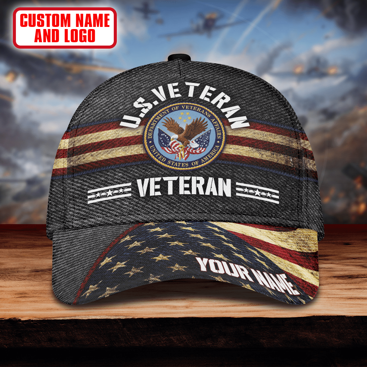 High quality american flag proud veteran all over printed classic cap , Gifts for veterans