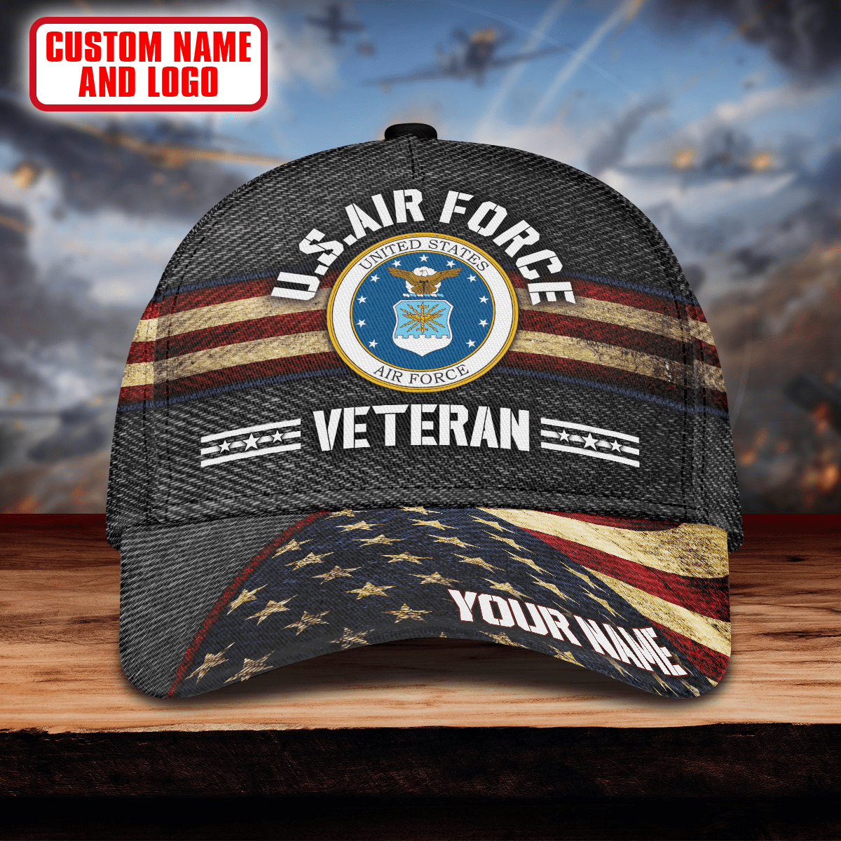 High quality american flag proud veteran all over printed classic cap , Gifts for veterans