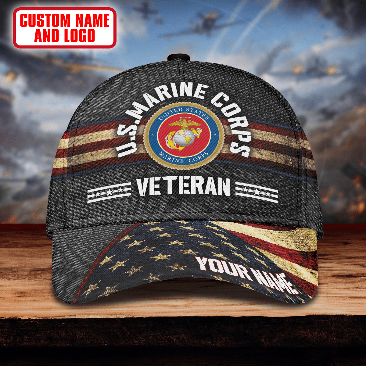 High quality american flag proud veteran all over printed classic cap , Gifts for veterans