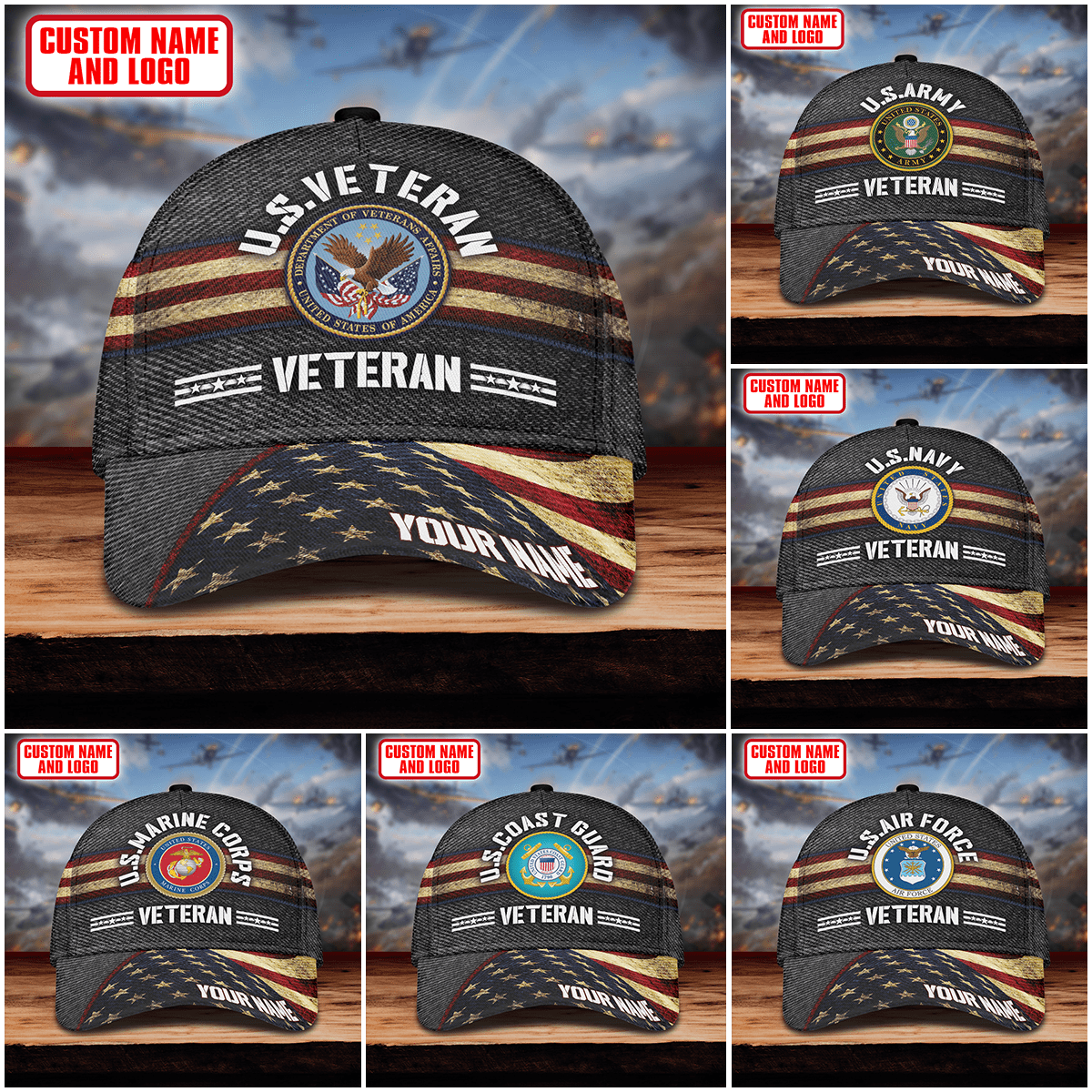 High quality american flag proud veteran all over printed classic cap , Gifts for veterans