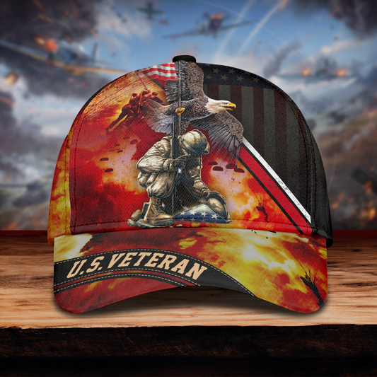 US VETERAN - AMERICAN RED EAGLE 3D CAP , Gifts for veterans