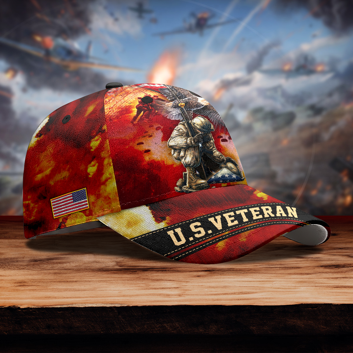 US VETERAN - AMERICAN RED EAGLE 3D CAP , Gifts for veterans