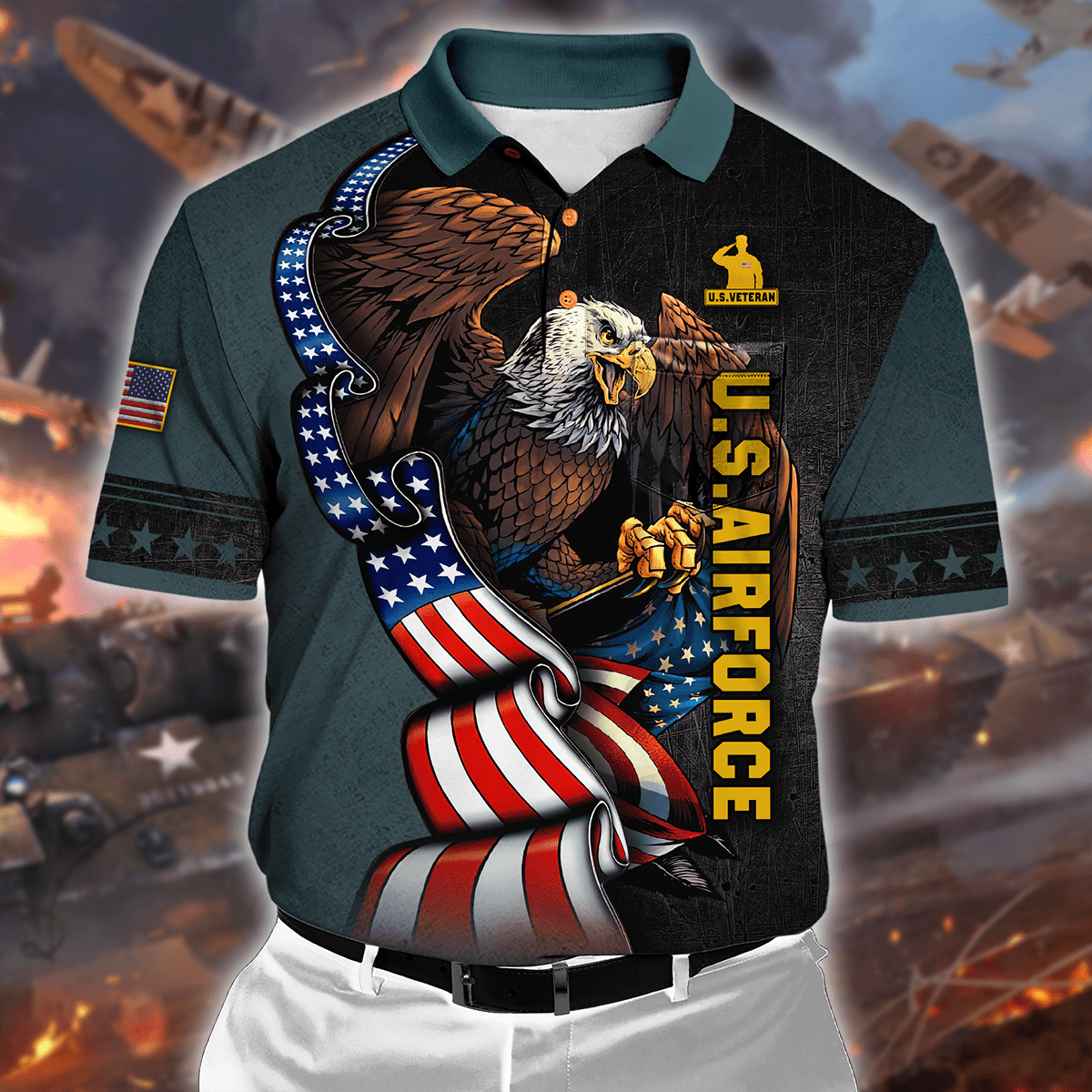 ALL GAVE SOME SOME GAVE ALL - US AIR FORCE POLO WITH POCKET , Gifts for veterans