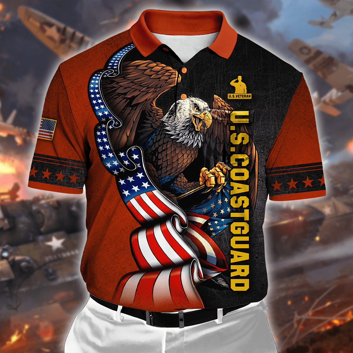 ALL GAVE SOME SOME GAVE ALL - US COAST GUARD POLO WITH POCKET , Gifts for veterans