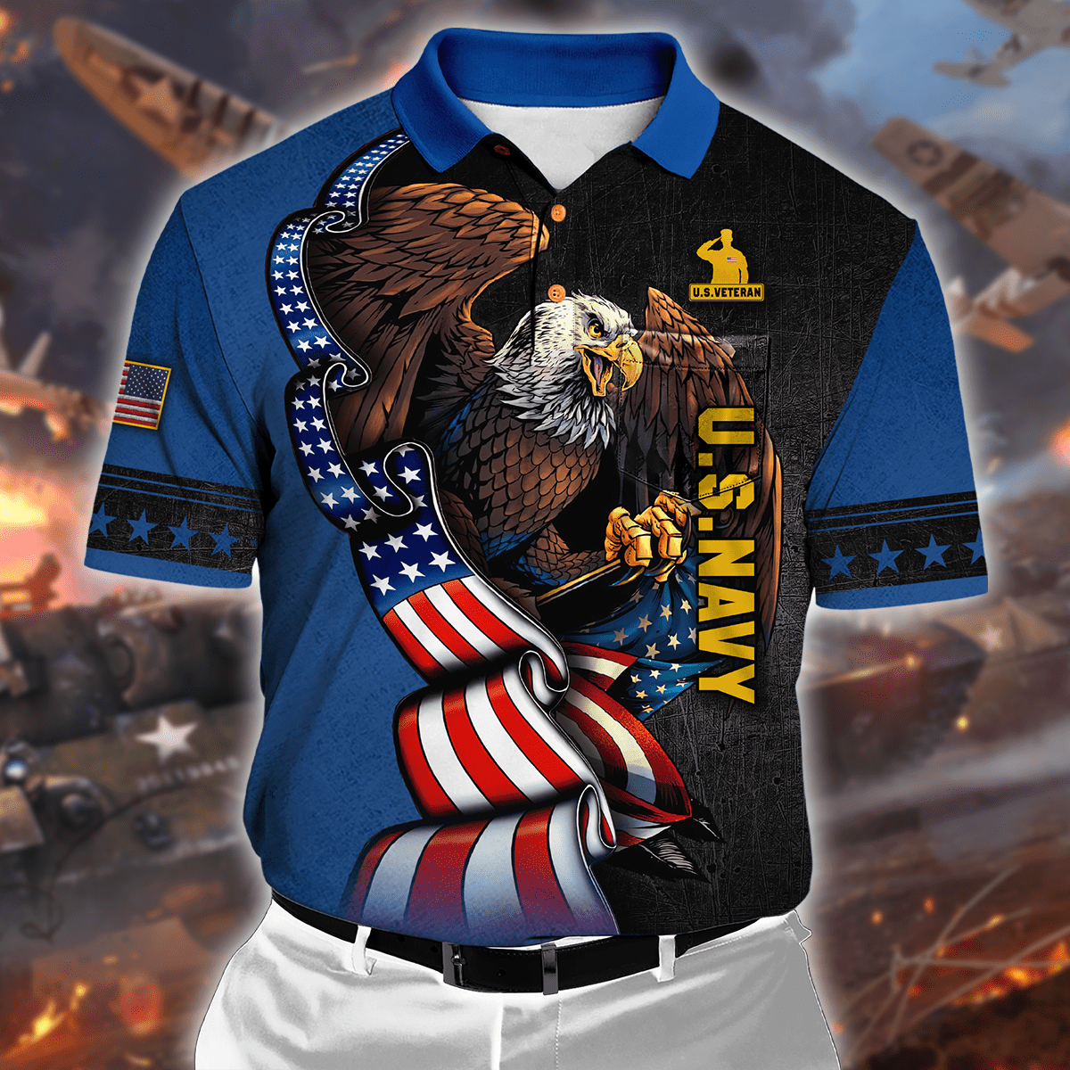 ALL GAVE SOME SOME GAVE ALL - US NAVY POLO WITH POCKET , Gifts for veterans