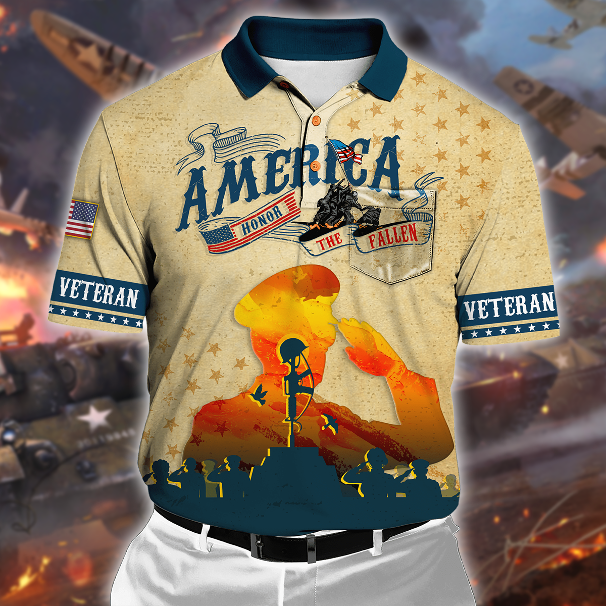 HONOR THE FALLEN - POLO WITH POCKET , Gifts for veterans