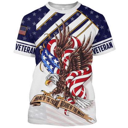 HOME OF THE FREE BECAUSE OF THE BRAVE - HAWAIIAN SHIRT , Gifts for veterans, easychoo.com