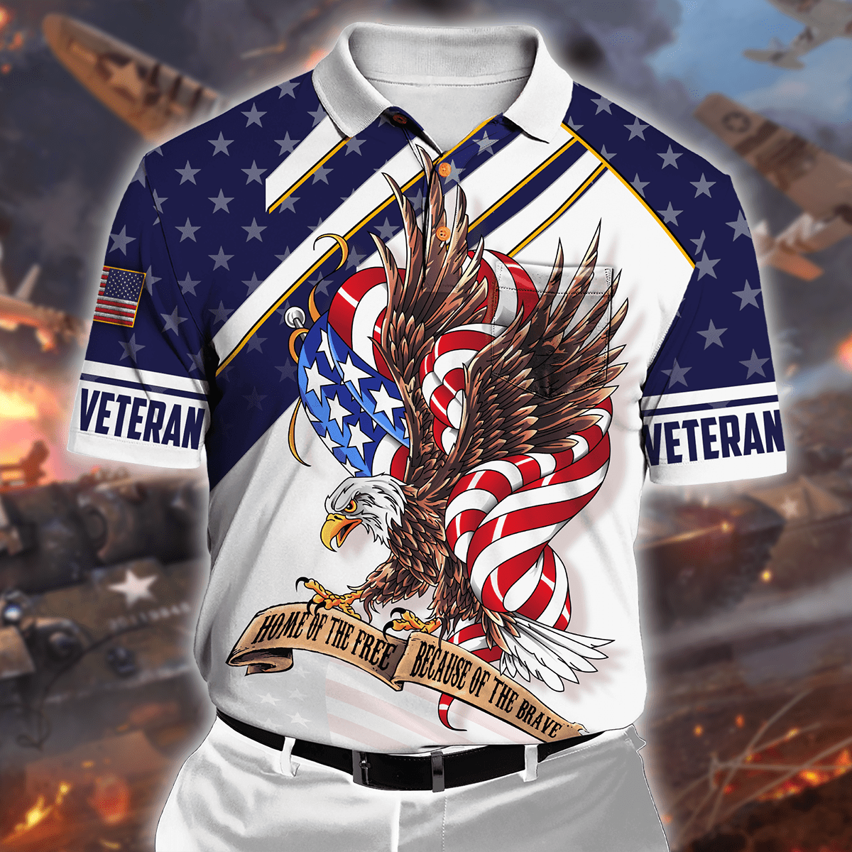 HOME OF THE FREE BECAUSE OF THE BRAVE - HAWAIIAN SHIRT , Gifts for veterans, easychoo.com