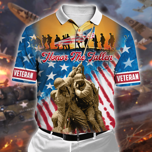 US VETERAN - HONOR THE FALLEN - POLO WITH POCKET , Gifts for veterans