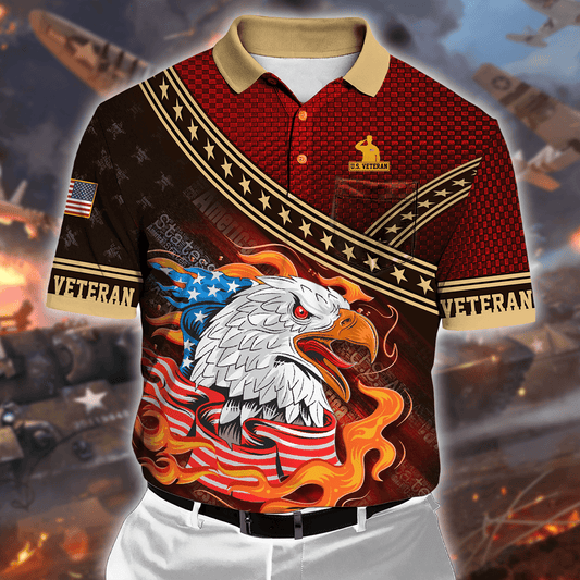 EAGLE AMERICAN FLAG - POLO WITH POCKET , Gifts for veterans