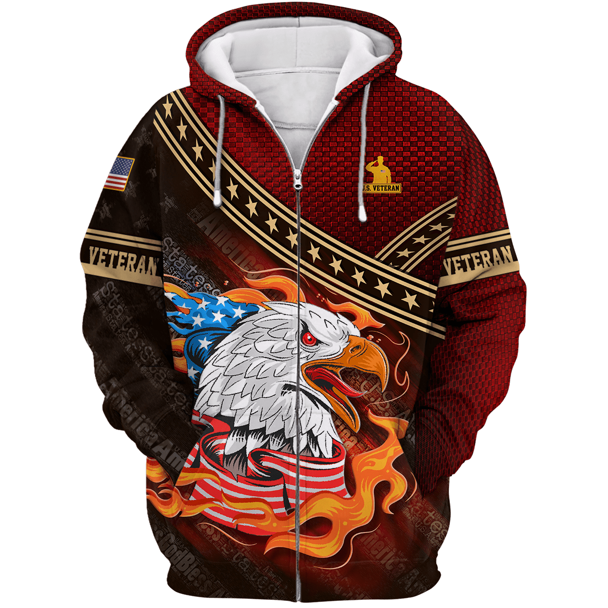 EAGLE AMERICAN FLAG - POLO WITH POCKET , Gifts for veterans