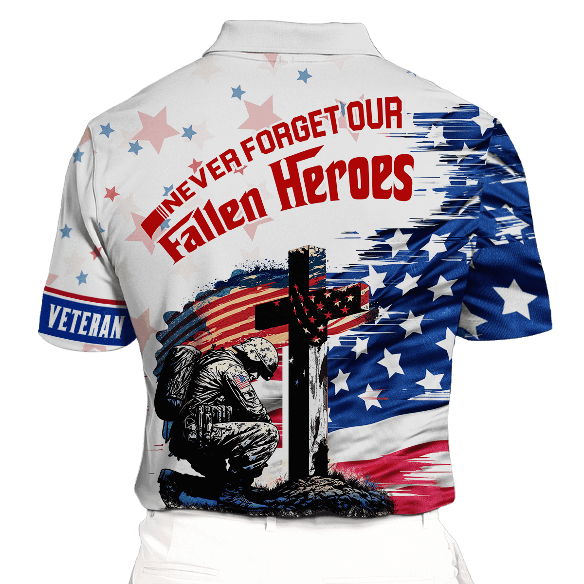 NEVER FORGET OUR FALLEN HEROES - POLO WITH POCKET , Gifts for veterans