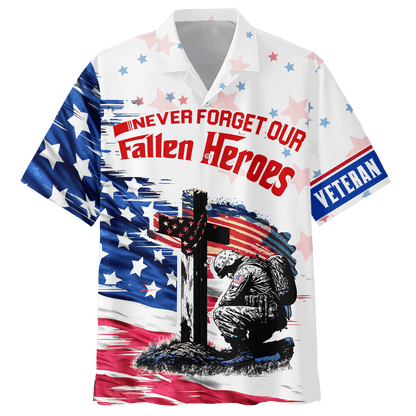 NEVER FORGET OUR FALLEN HEROES - POLO WITH POCKET , Gifts for veterans