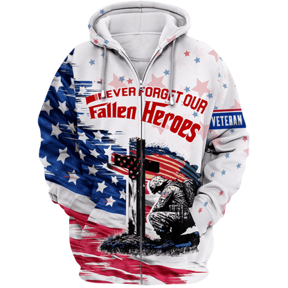 NEVER FORGET OUR FALLEN HEROES - POLO WITH POCKET , Gifts for veterans