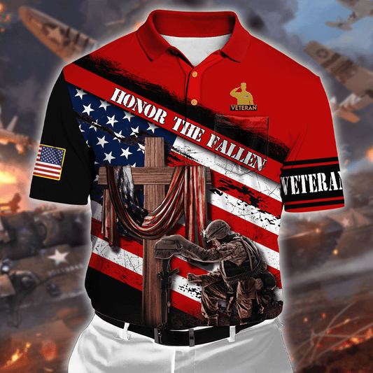 Honor The Fallen - Memorial Day - Unisex Polo With Pocket , Gifts for veterans