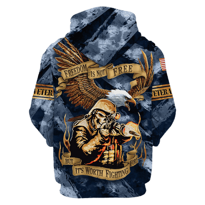 Free Is Not Free But It's Worth Fighting For - Polo With Pocket , Gifts for veterans