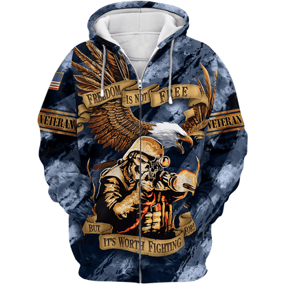 Free Is Not Free But It's Worth Fighting For - Polo With Pocket , Gifts for veterans
