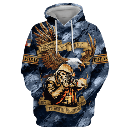 Free Is Not Free But It's Worth Fighting For - Polo With Pocket , Gifts for veterans