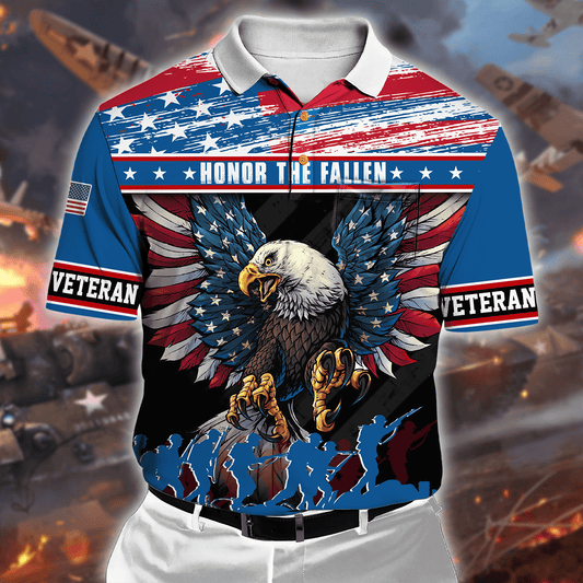 Eagle Soldier Honor The Fallen - Polo With Pocket , Gifts for veterans