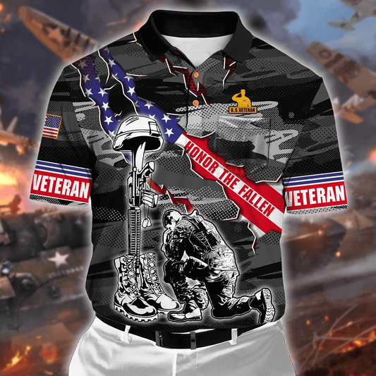 US Veteran Honor The Fallen Memorial Day - Polo With Pocket , Gifts for veterans