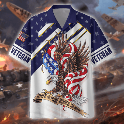 HOME OF THE FREE BECAUSE OF THE BRAVE - HAWAIIAN SHIRT , Gifts for veterans, easychoo.com