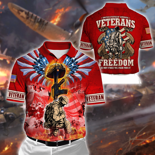 US Veteran - Freedom Is Not Free - Polo With Pocket , Gifts for veterans