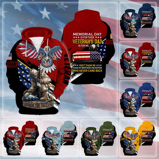 Premium Memorial Day Is For Them US Veteran Zip Hoodie HA261002, easychoo.com