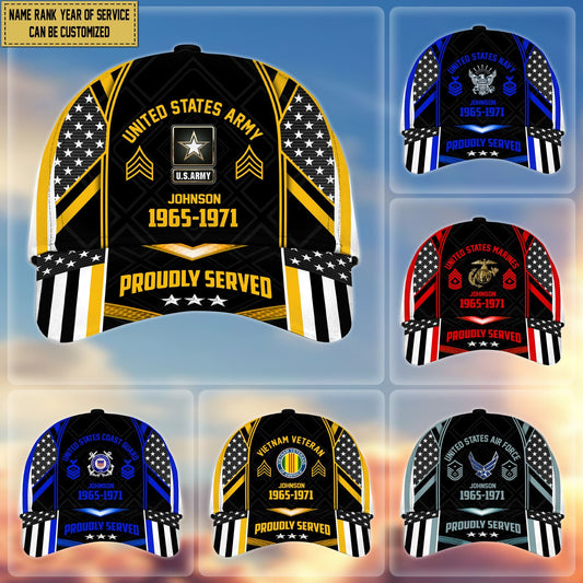 Premium Custom Name, Rank And Years of Service US Veterans Cap huda160802