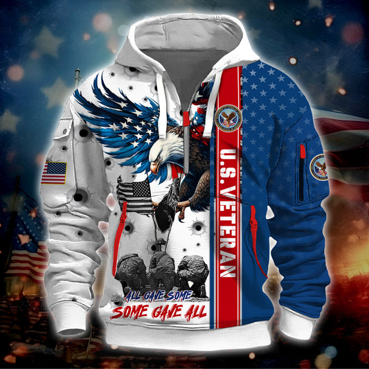 Primeum US - All Gave Some, Some Gave All - Hoodie Half Zipper , Gifts for veterans