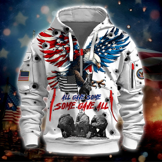 Primeum US - All Gave Some, Some Gave All - Hoodie Half Zipper , Gifts for veterans